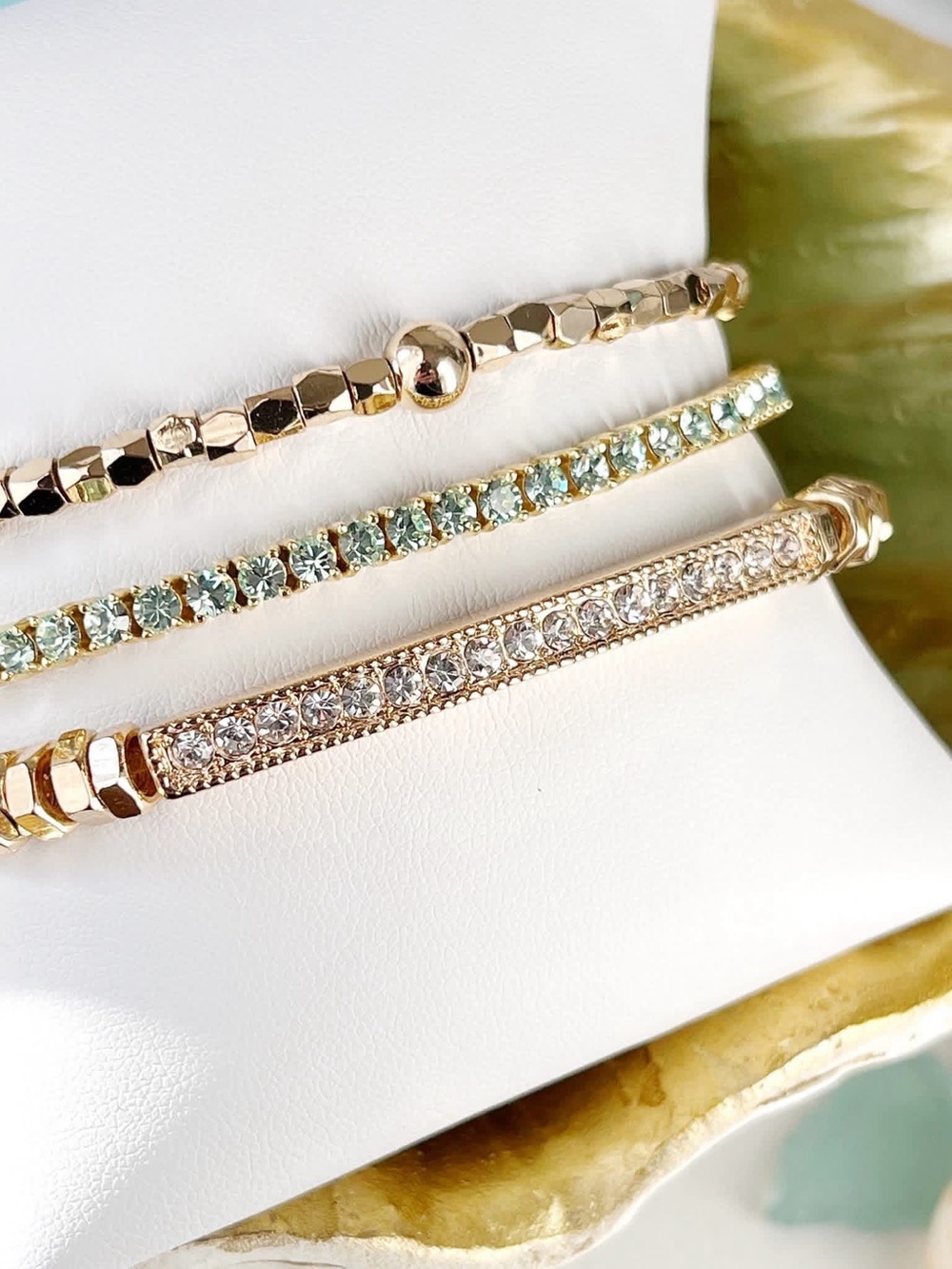 Park Lane SEAFOAM Micro Impression Bracelet, Light Green Crystal CZs, 7”+2”, NWT - Picture 2 of 10